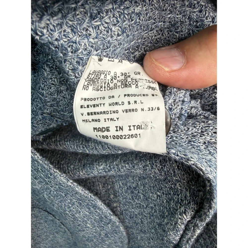 Eleventy Milano Mens Blue Linen Cotton Knit Blazer Jacket 54 IT